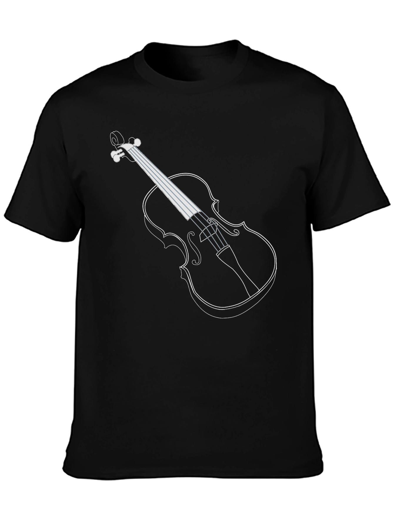 Violin Outline Black T-Shirt