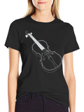 Violin Outline Black T-Shirt