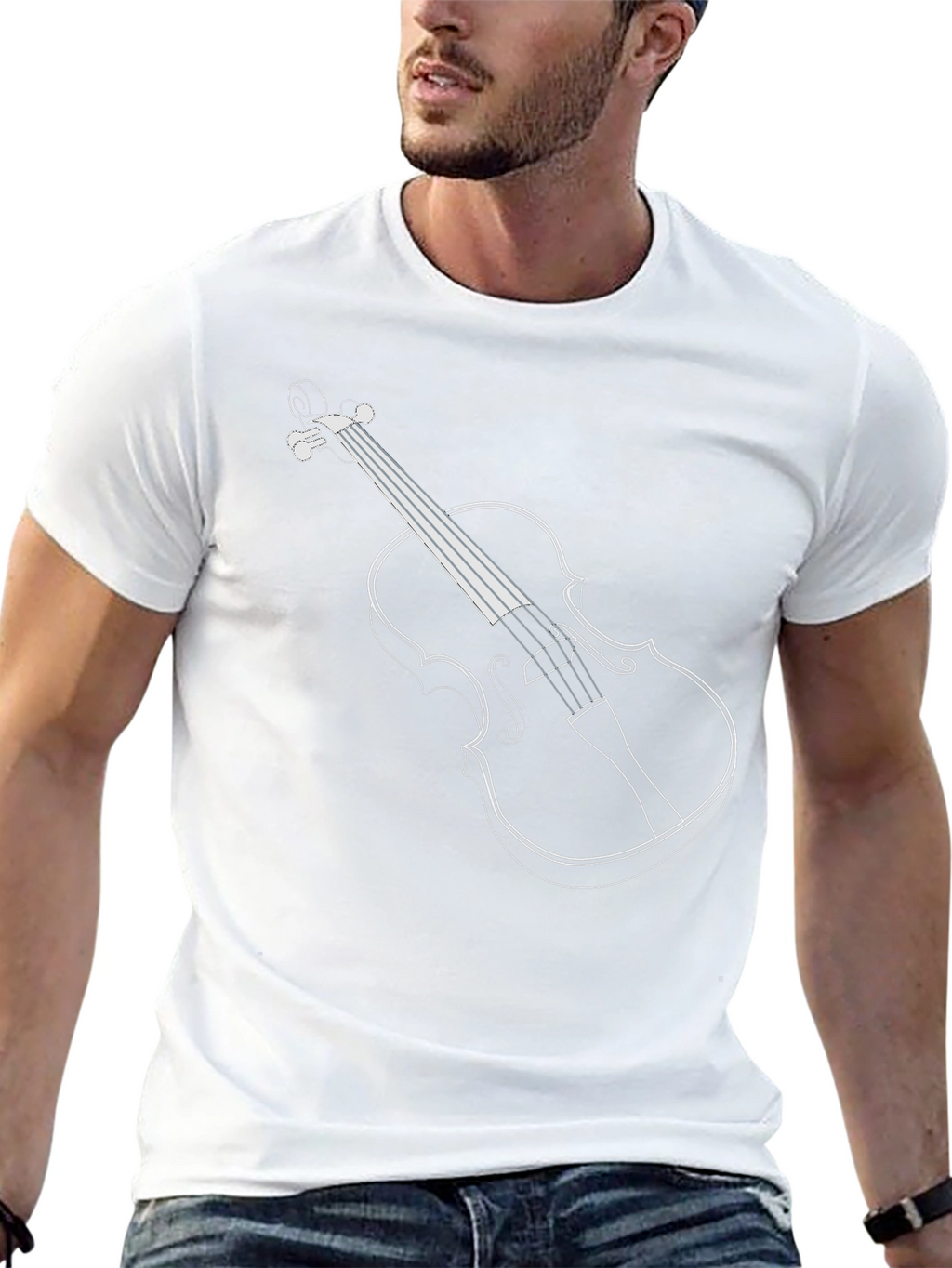 Violin Outline Black T-Shirt