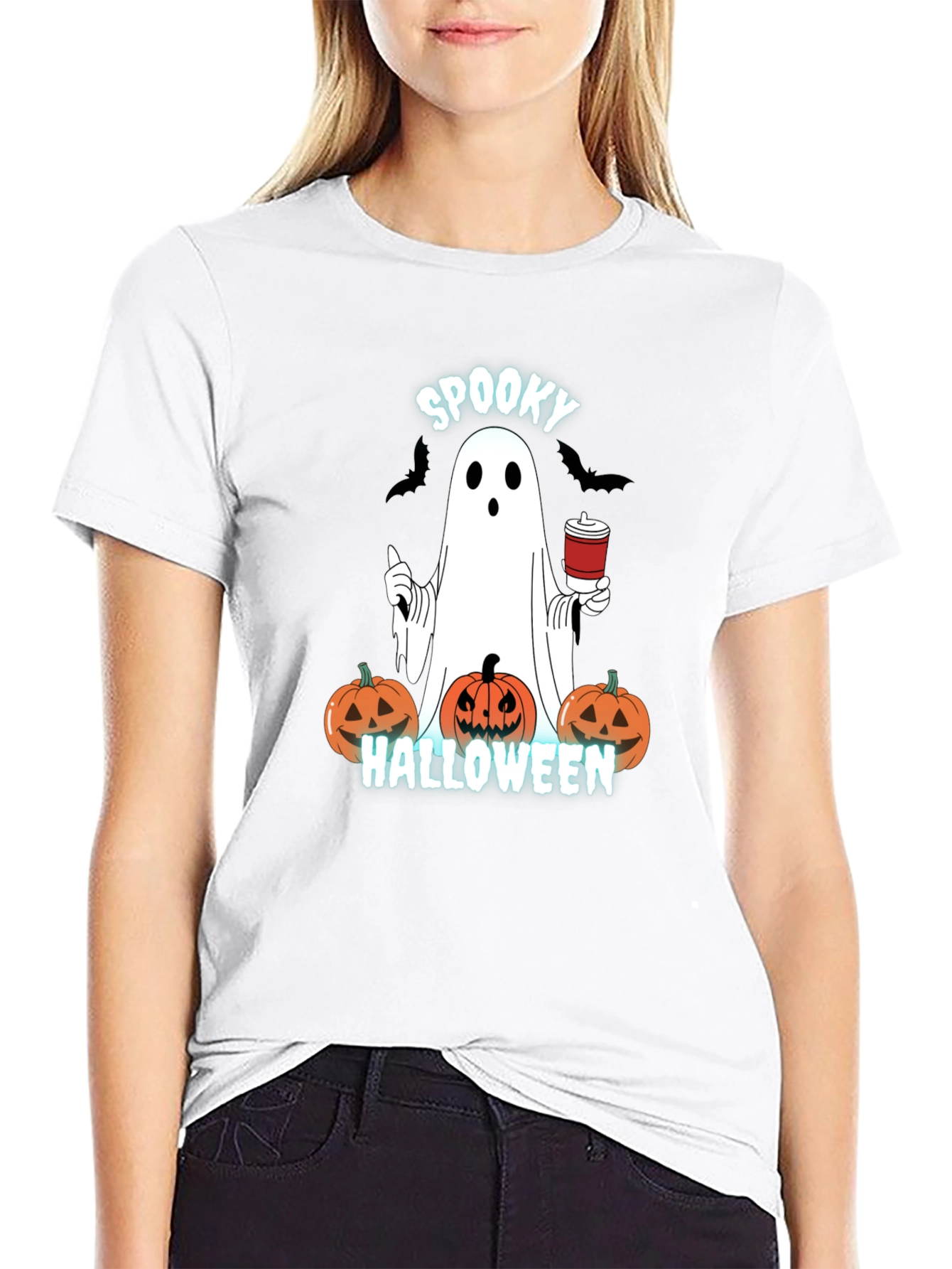Spooky Halloween Ghost Graphic T-Shirt