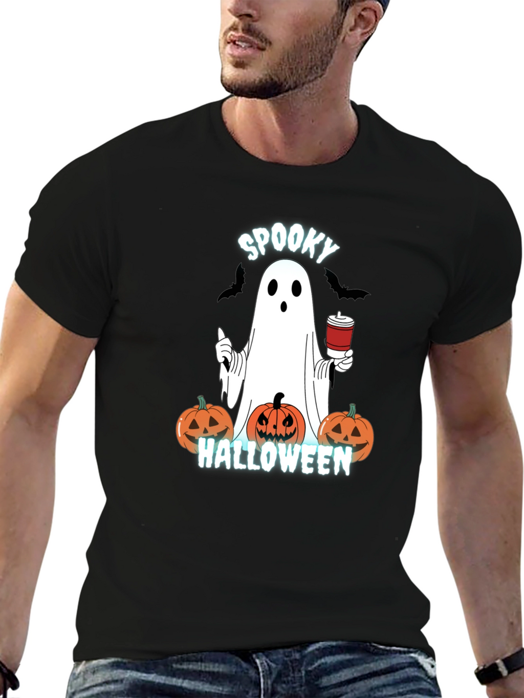 Spooky Halloween Ghost Graphic T-Shirt