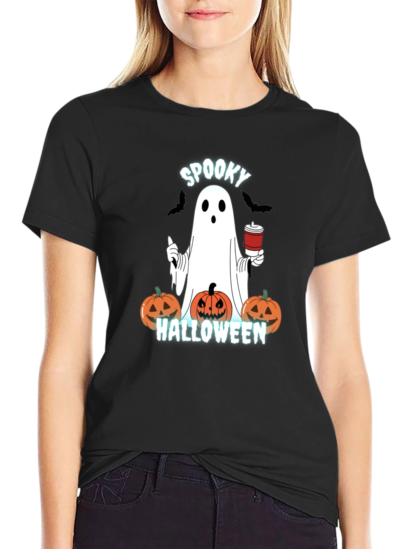 Spooky Halloween Ghost Graphic T-Shirt