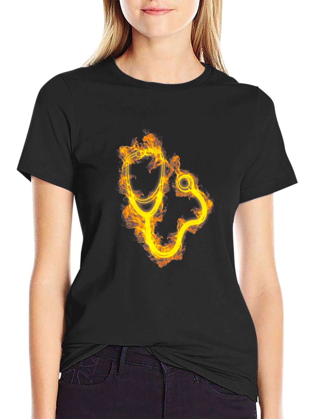 Fiery Stethoscope Graphic Tee - Medical Professional Apparel