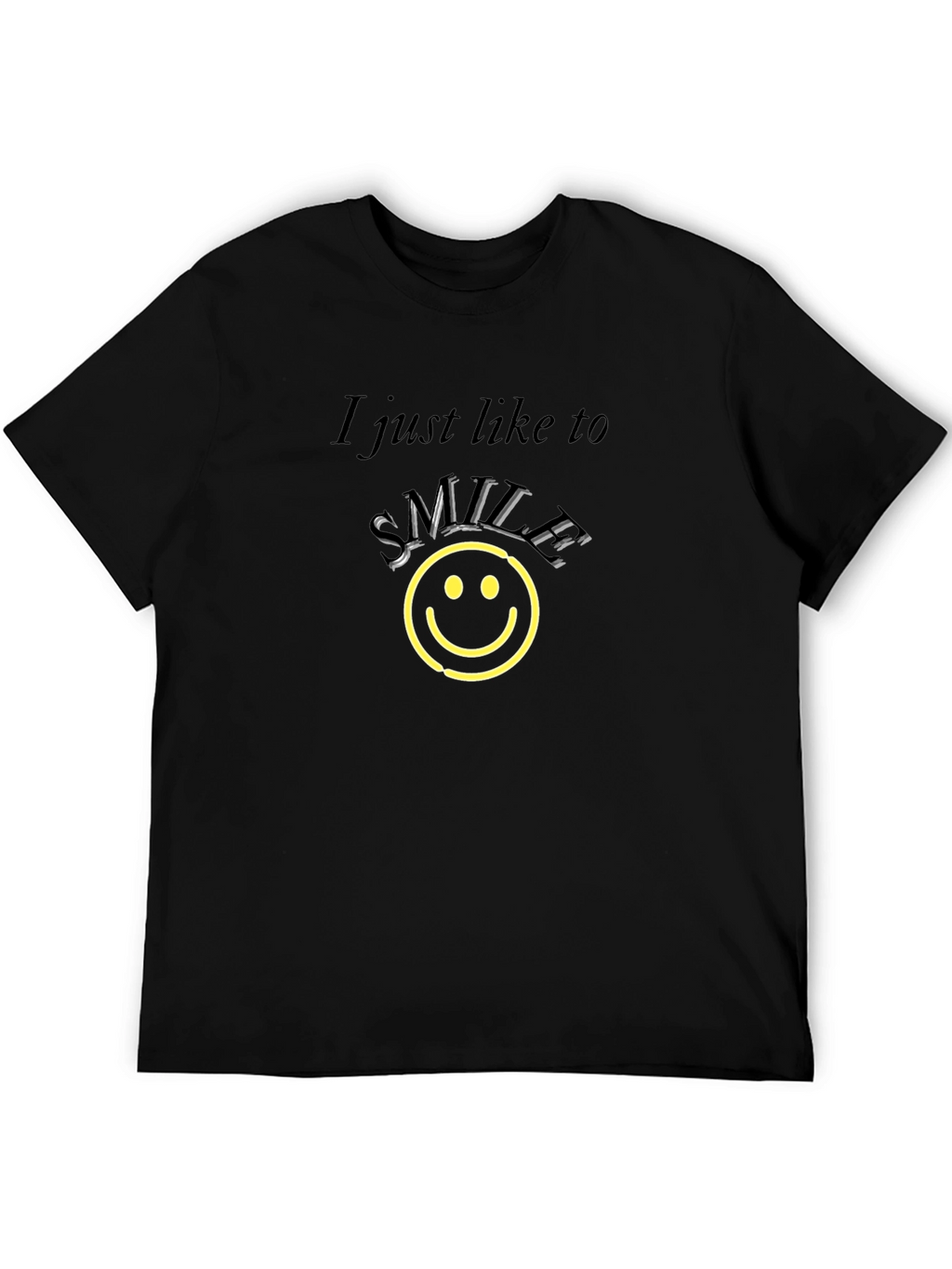 Smile Graphic Tee - Black Cotton Comfort