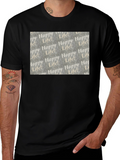 Happy Life Patterned Black T-Shirt