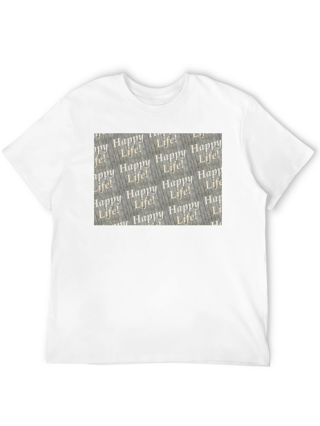 Happy Life Patterned Black T-Shirt