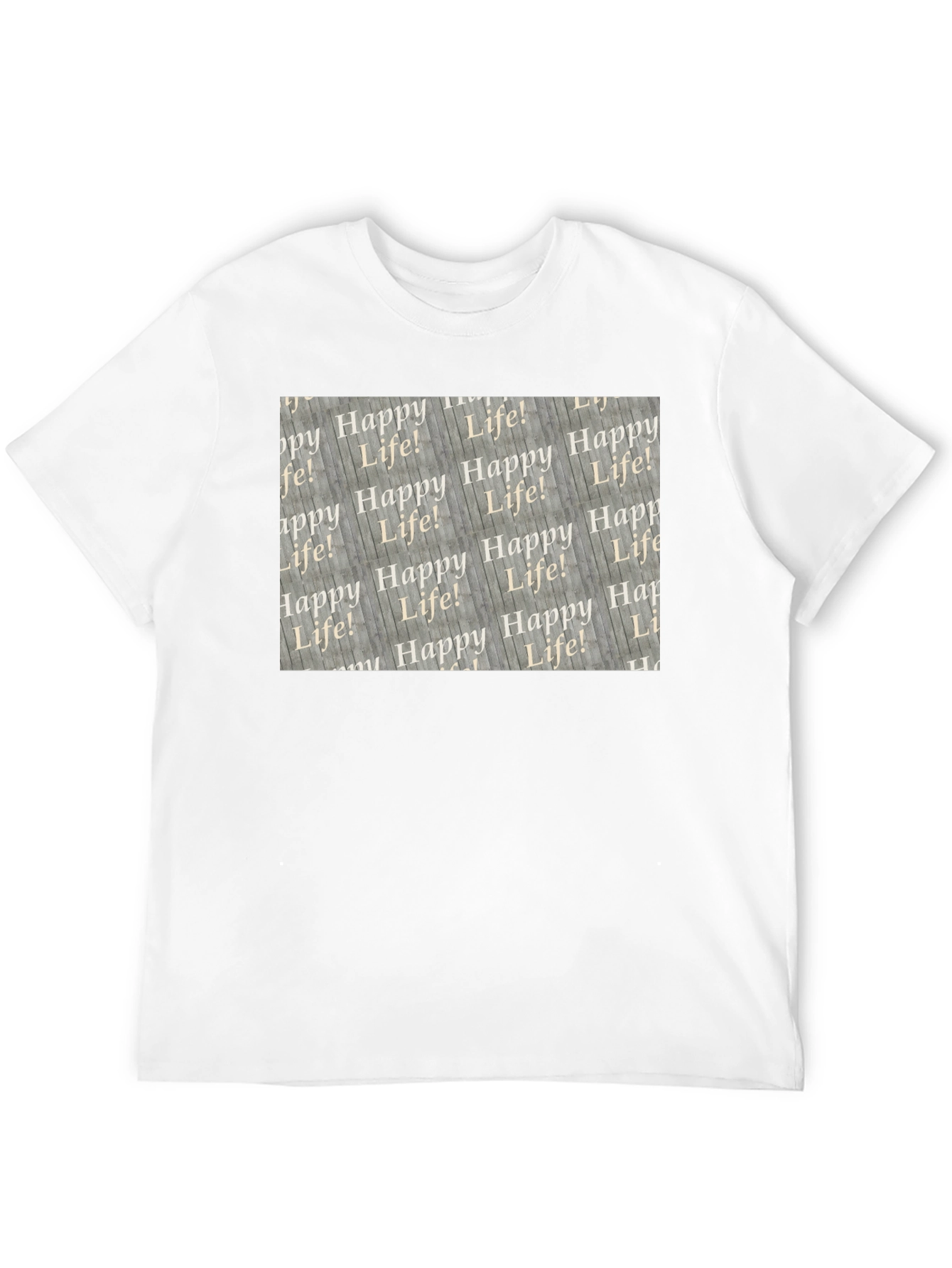 Happy Life Patterned Black T-Shirt