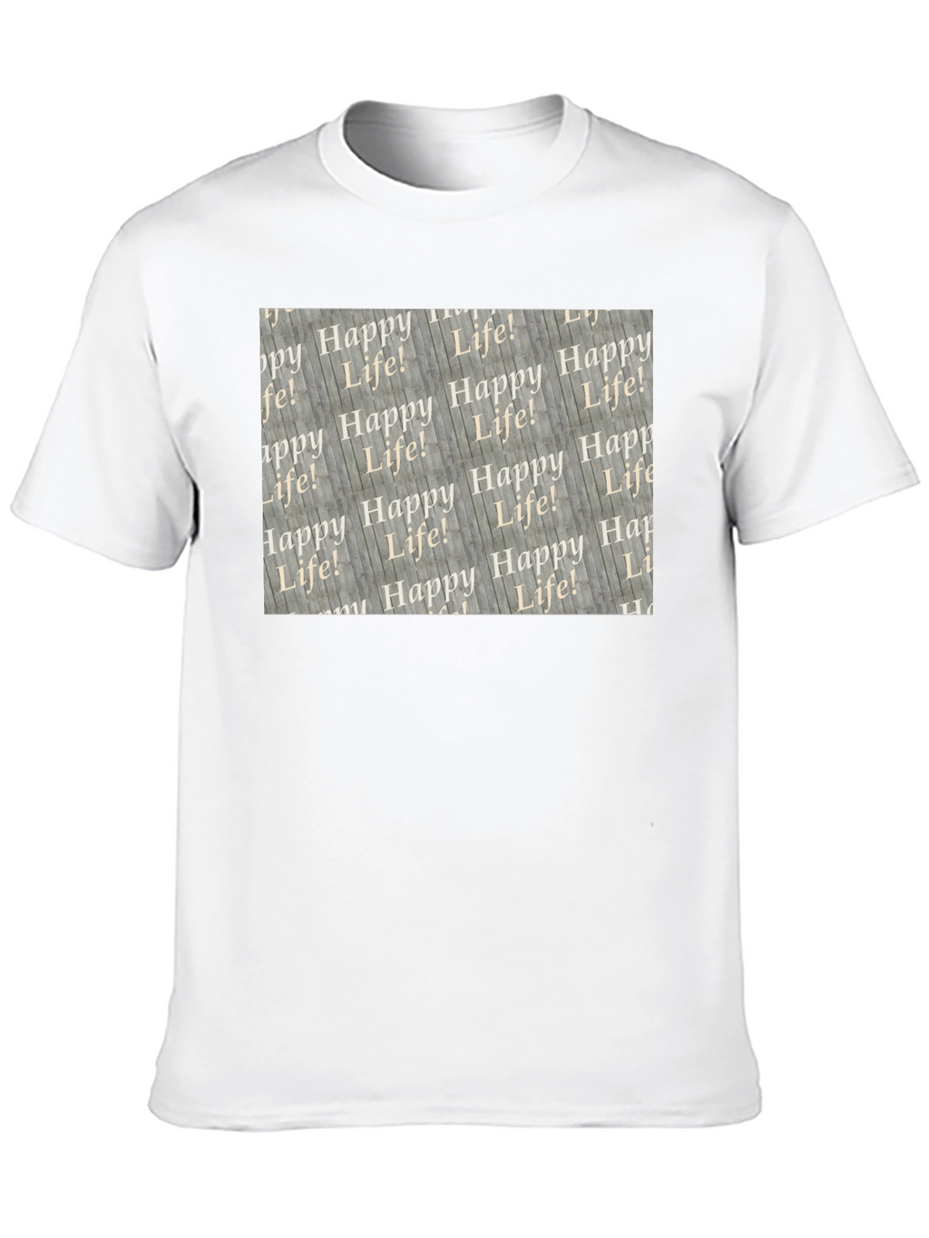Happy Life Patterned Black T-Shirt