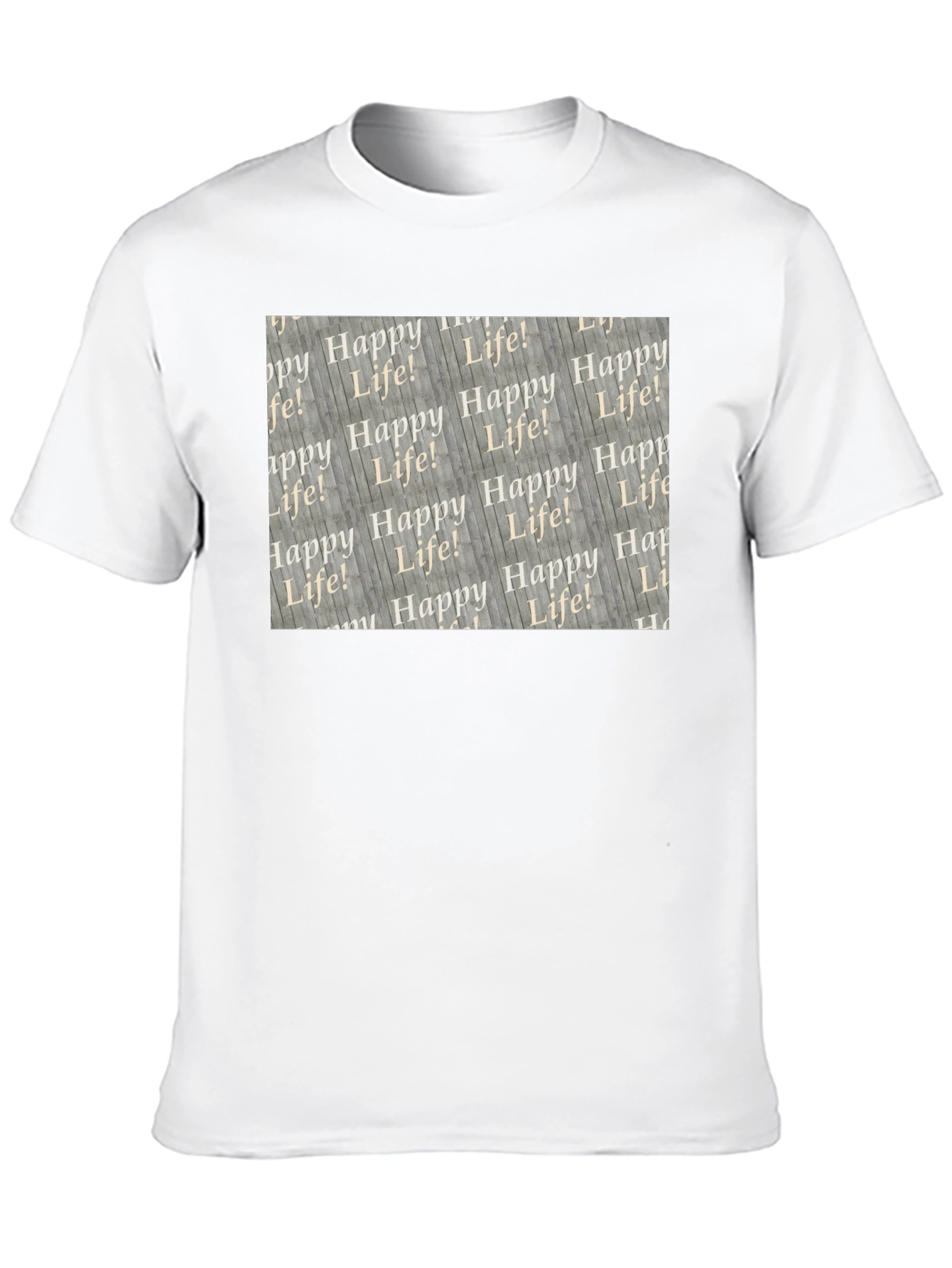Happy Life Patterned Black T-Shirt