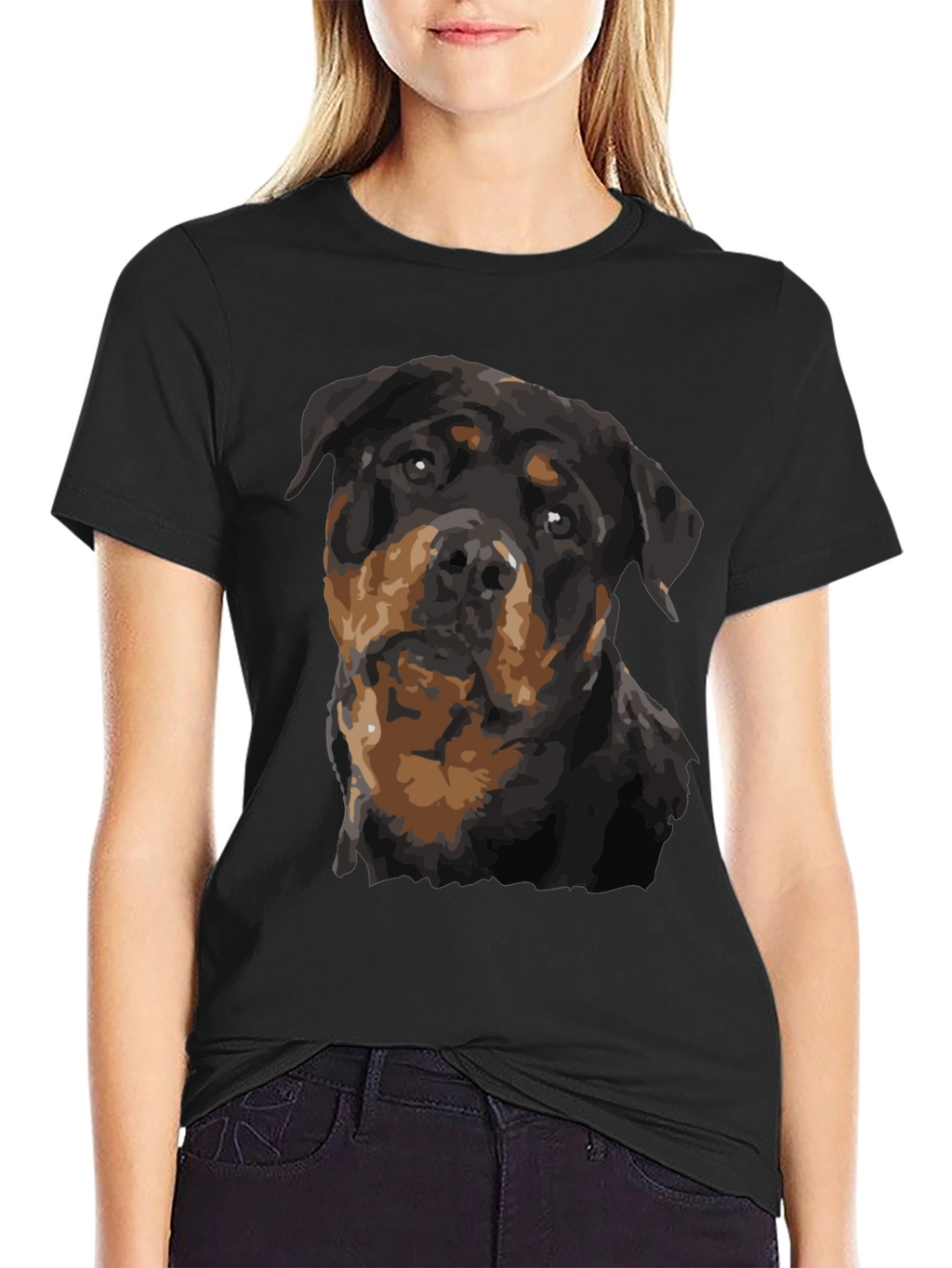 Rottweiler Graphic Print Black T-Shirt