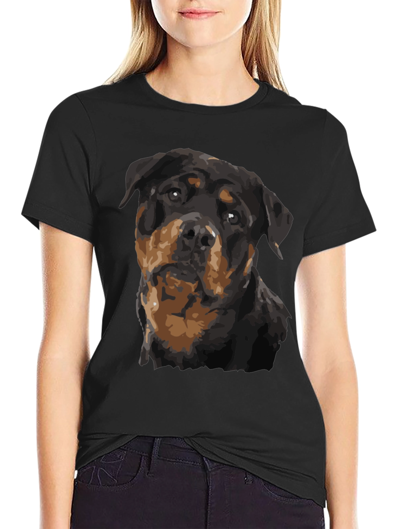 Rottweiler Graphic Print Black T-Shirt