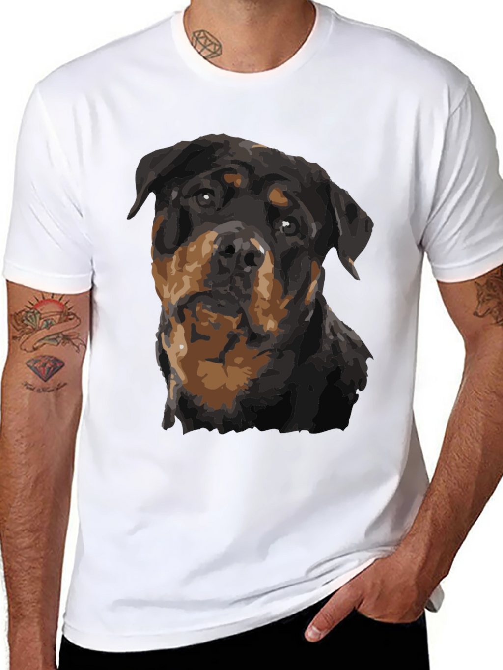 Rottweiler Graphic Print Black T-Shirt