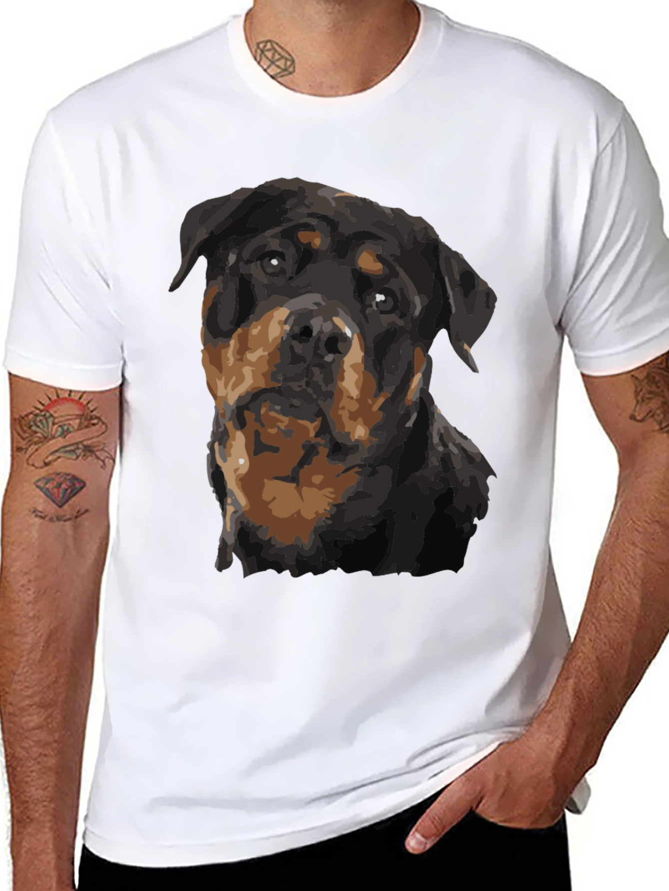 Rottweiler Graphic Print Black T-Shirt