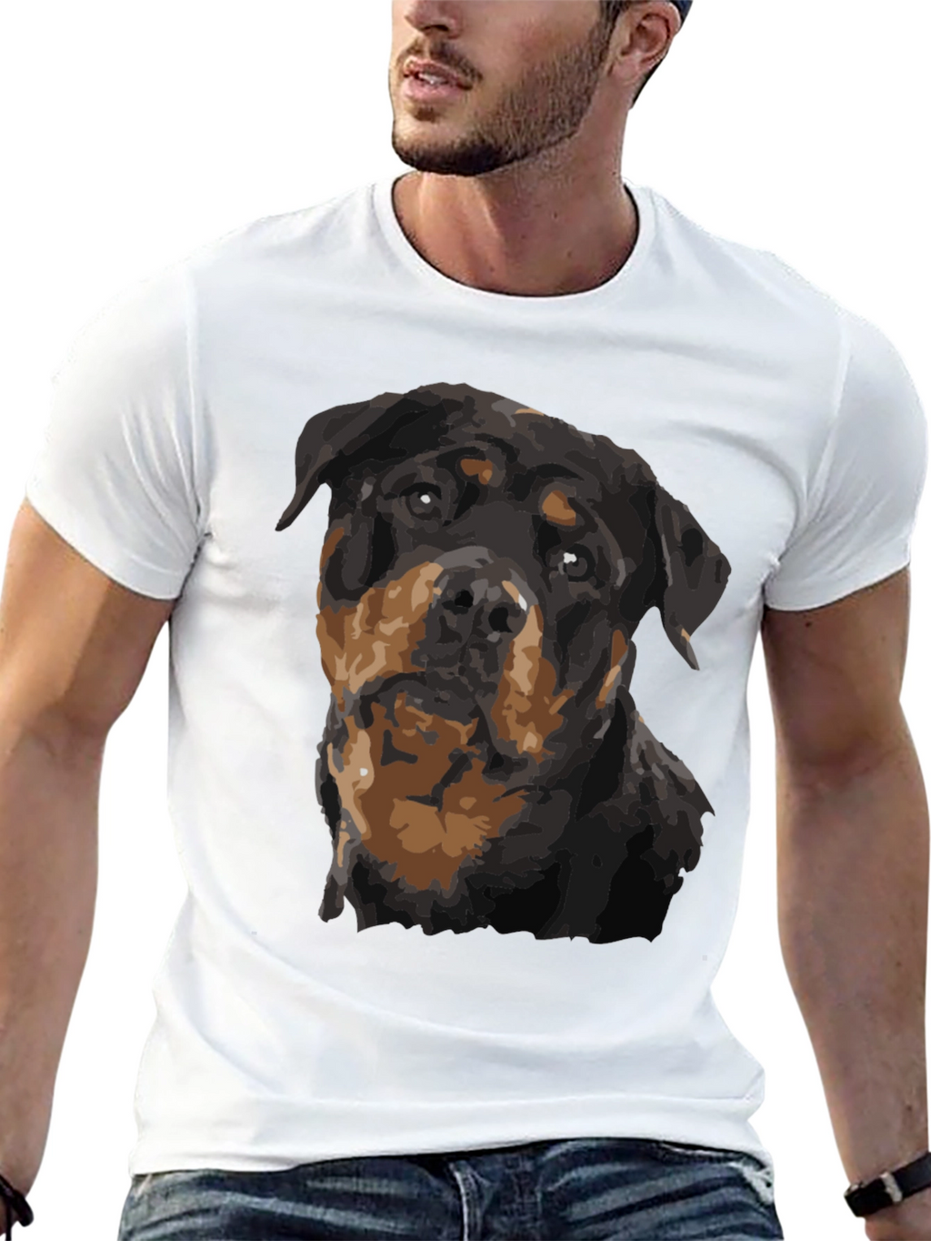 Rottweiler Graphic Print Black T-Shirt
