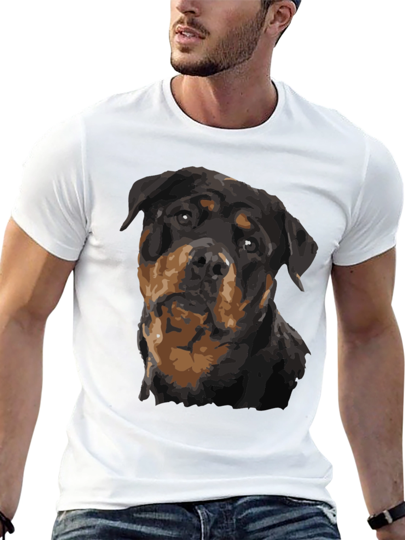 Rottweiler Graphic Print Black T-Shirt