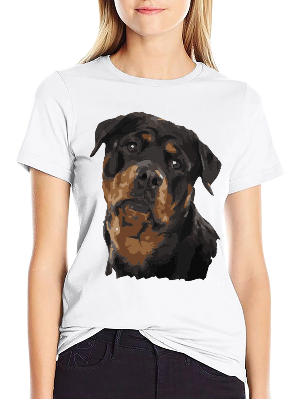 Rottweiler Graphic Print Black T-Shirt