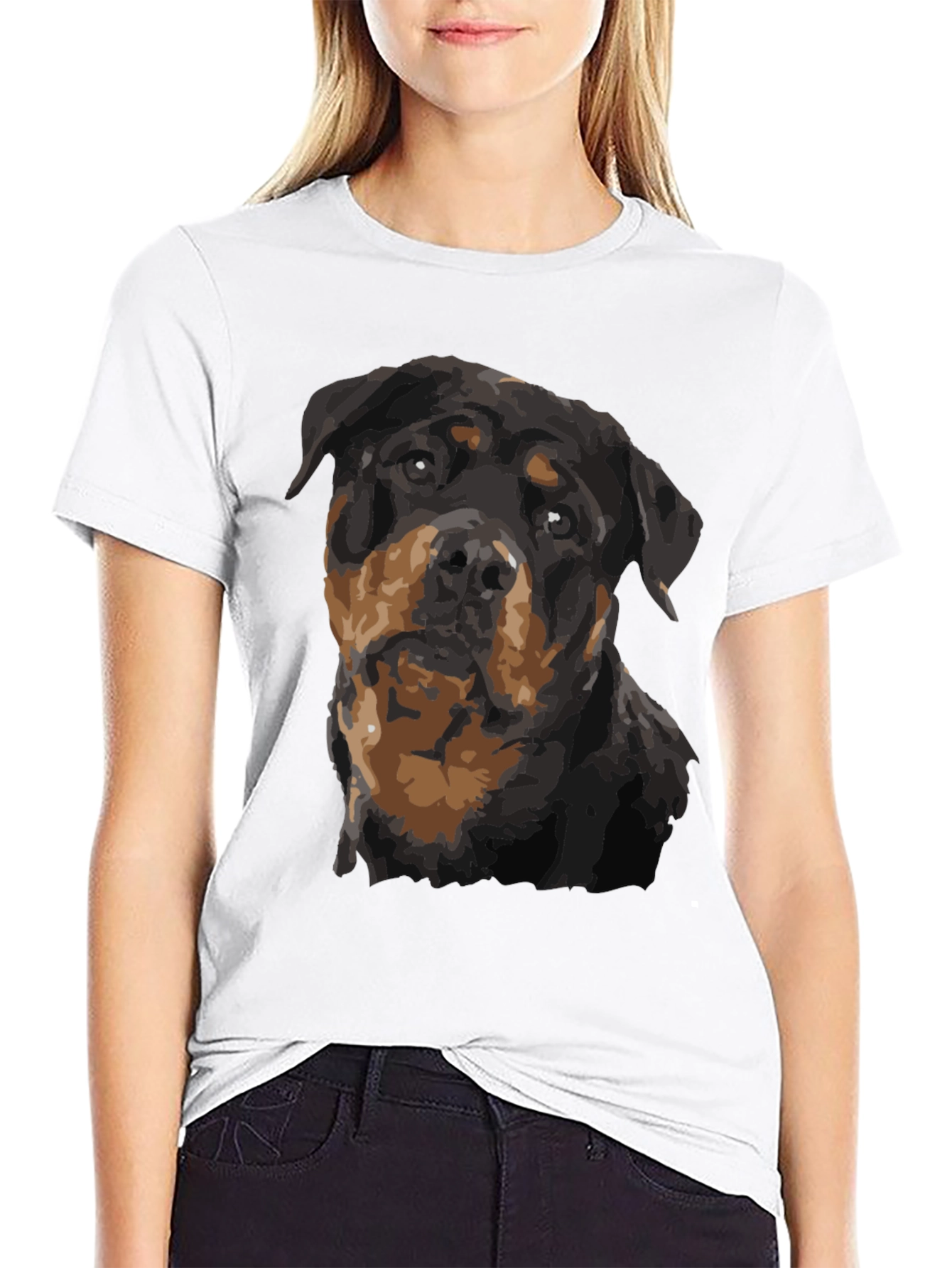 Rottweiler Graphic Print Black T-Shirt