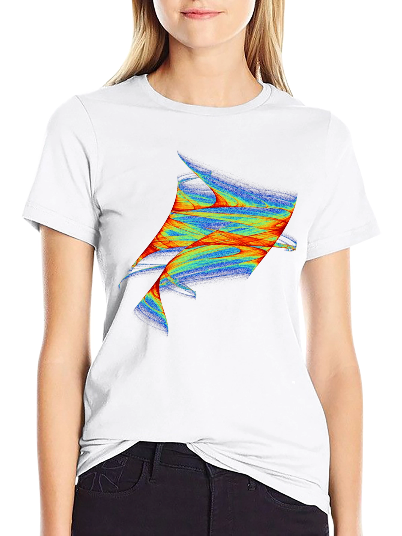 Abstract Fish Graphic Black T-Shirt