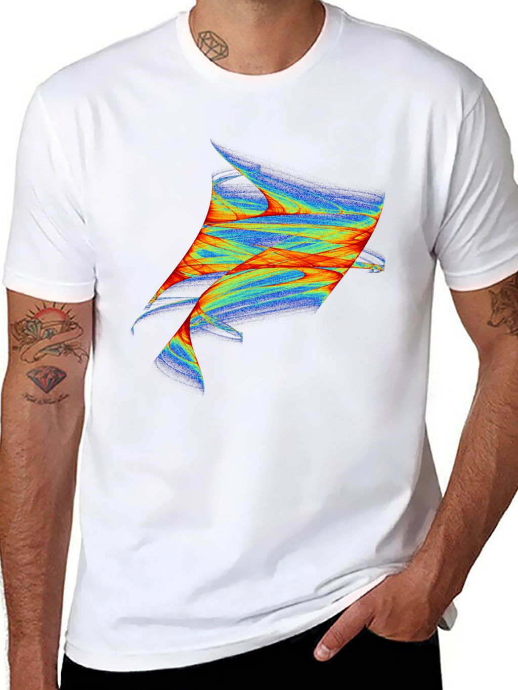 Abstract Fish Graphic Black T-Shirt