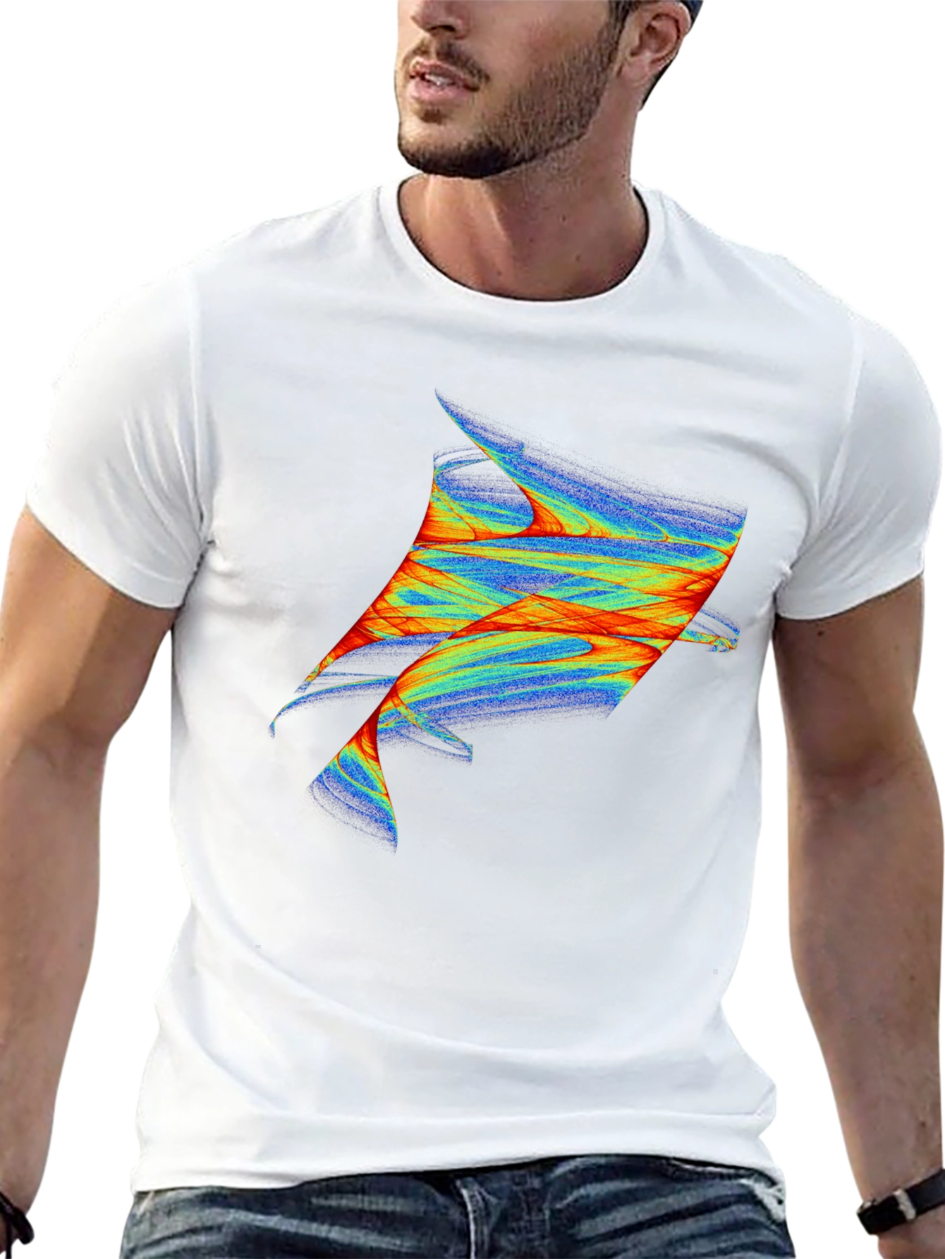 Abstract Fish Graphic Black T-Shirt