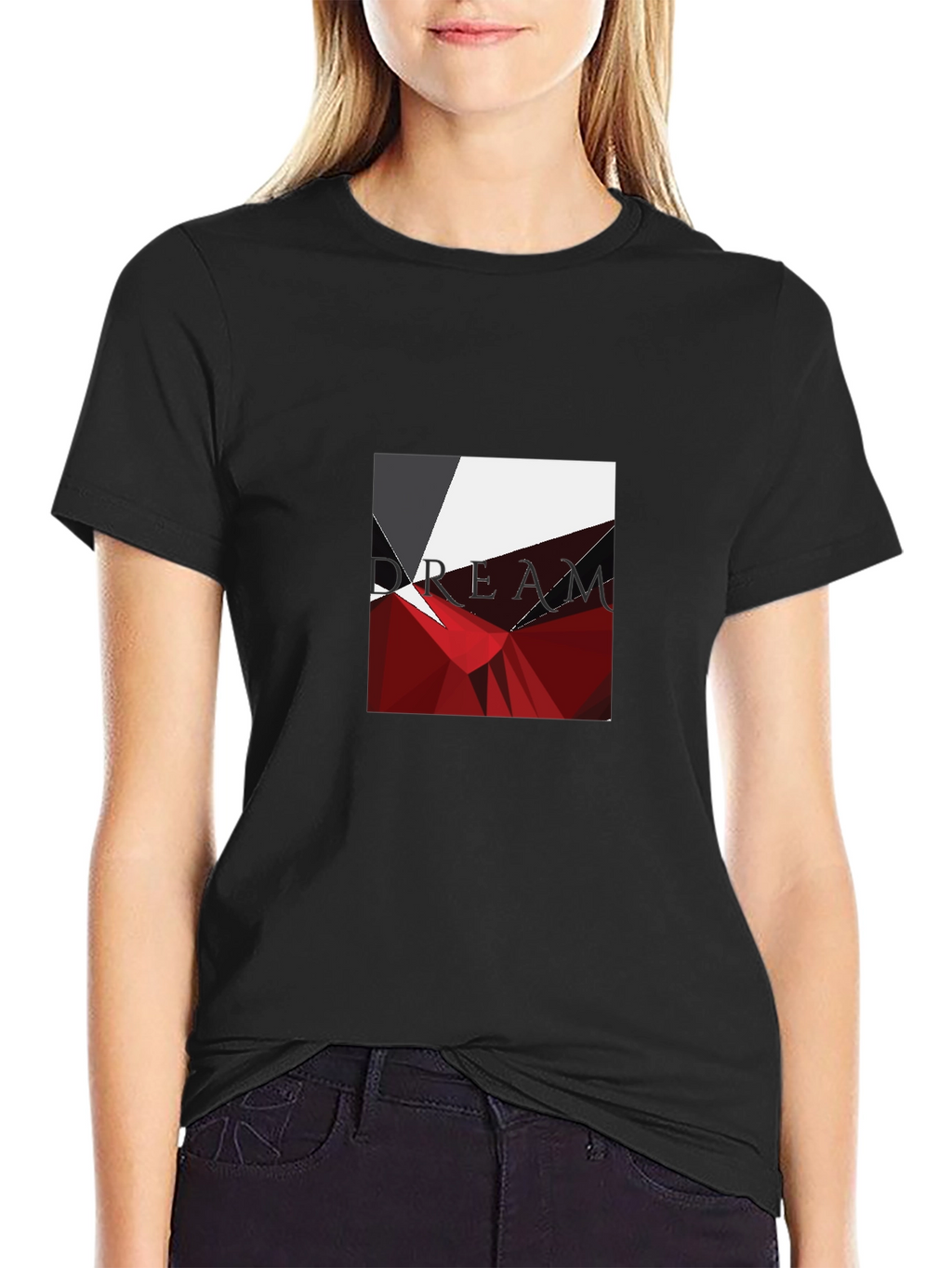 Geometric Abstract Graphic Print Black T-Shirt