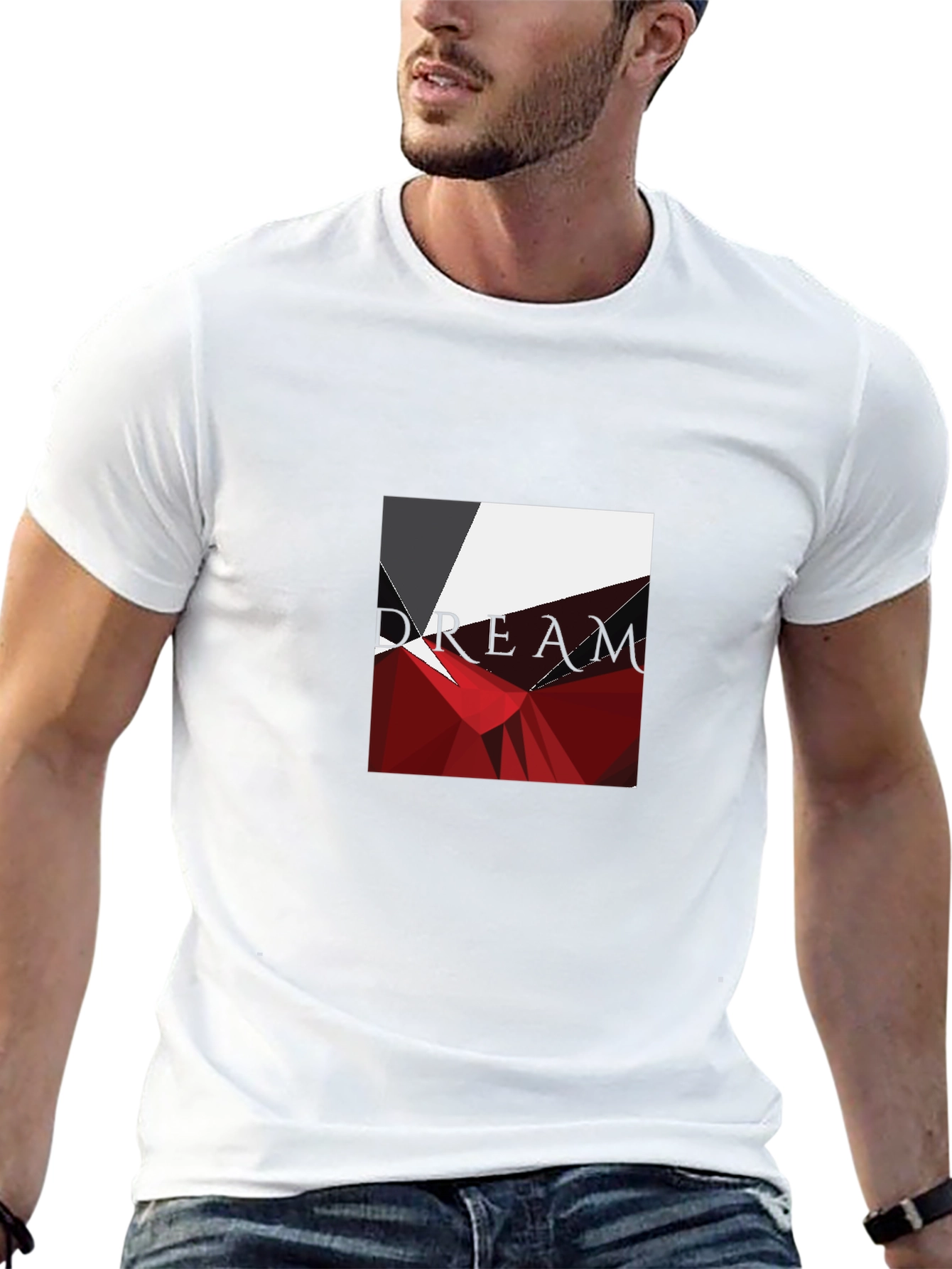 Geometric Abstract Graphic Print Black T-Shirt
