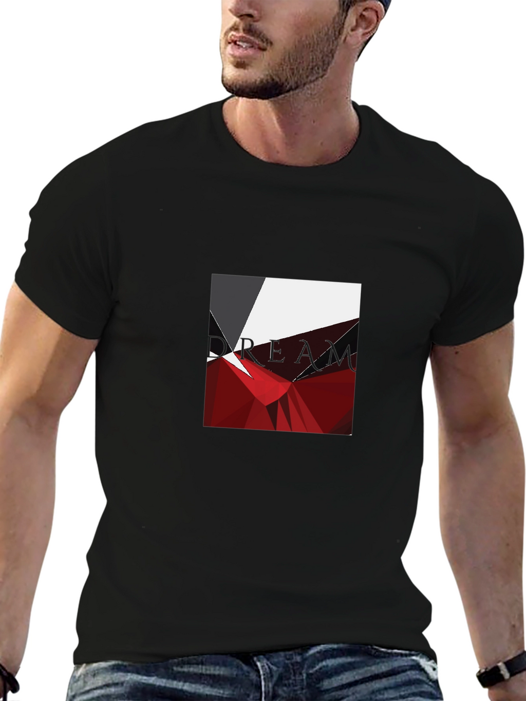 Geometric Abstract Graphic Print Black T-Shirt