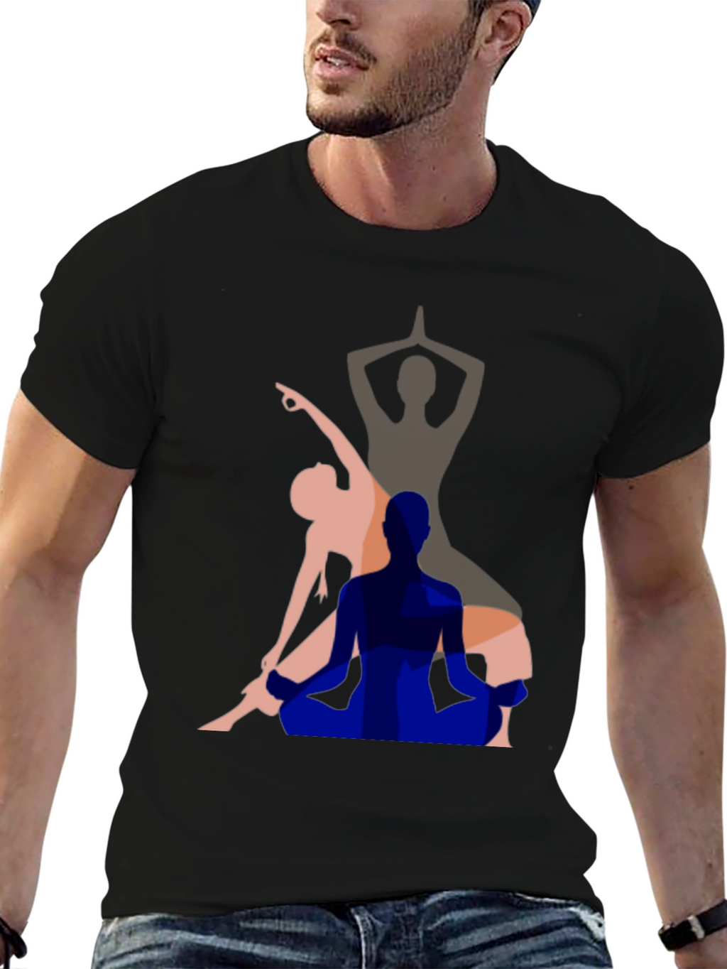 Yoga Pose Graphic Tee - Mens Black T-Shirt
