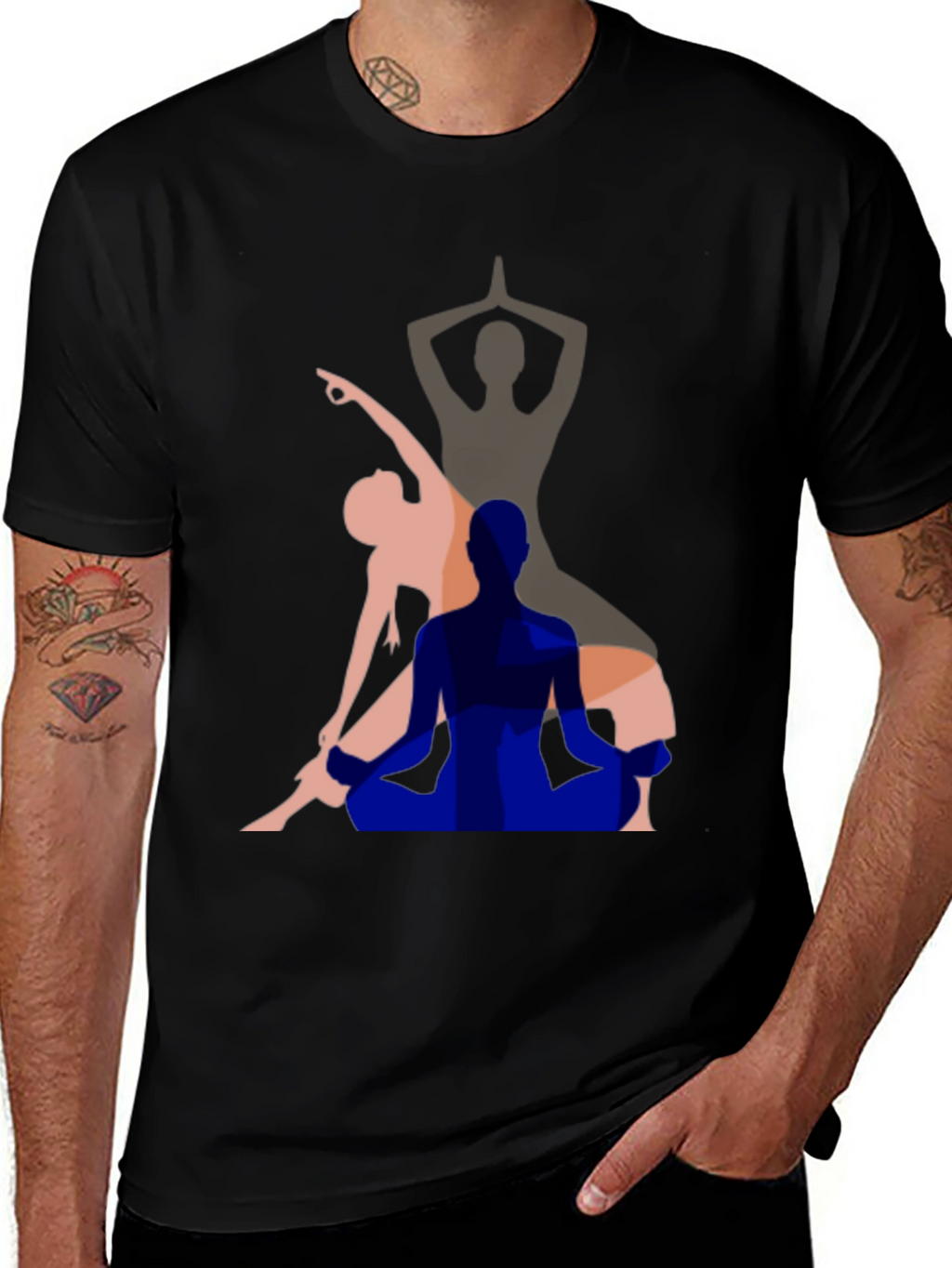 Yoga Pose Graphic Tee - Mens Black T-Shirt