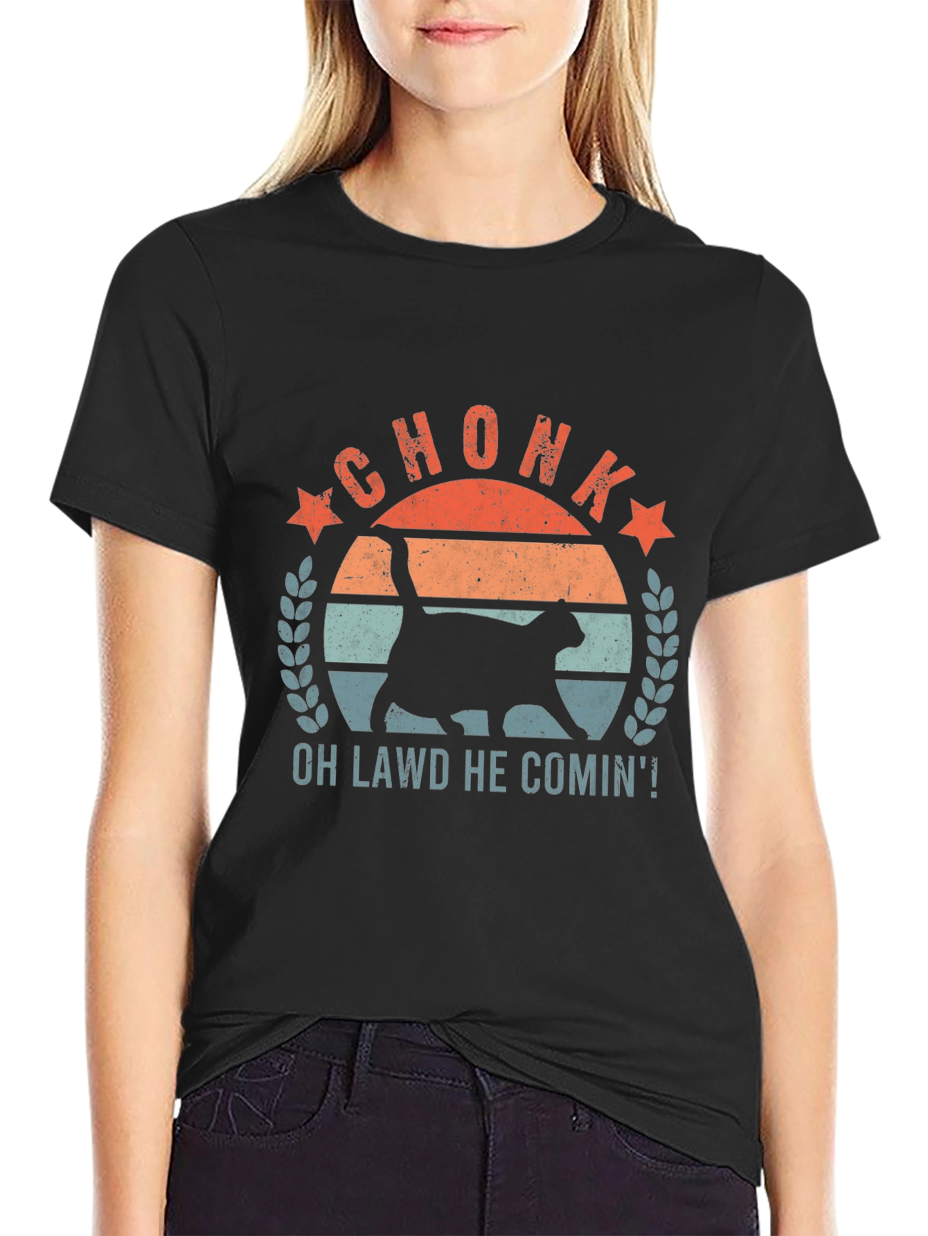 Chonk Cat T-Shirt - Oh Lawd He Comin!