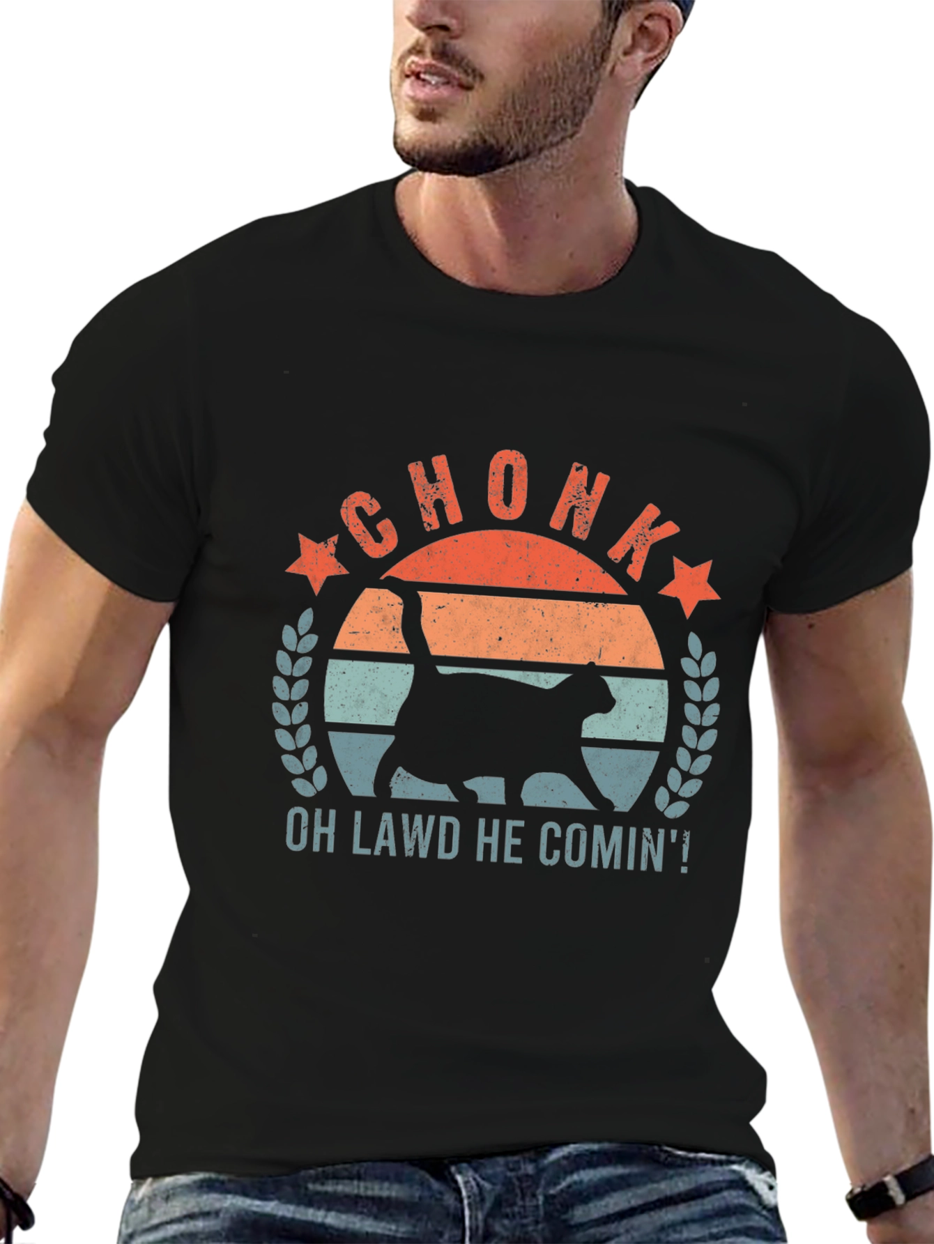 Chonk Cat T-Shirt - Oh Lawd He Comin!
