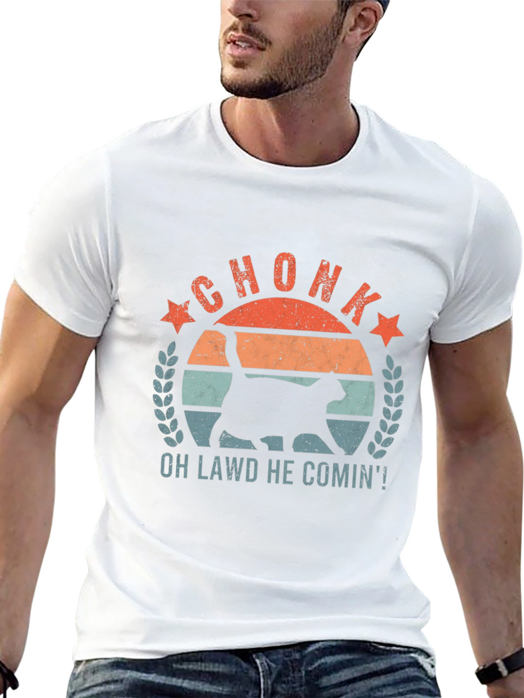 Chonk Cat T-Shirt - Oh Lawd He Comin!