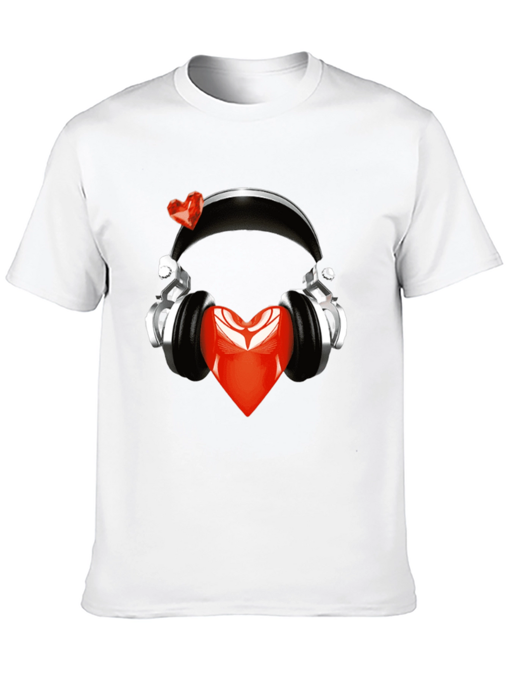 Heart Headphones Black T-Shirt - Music Lover Fashion