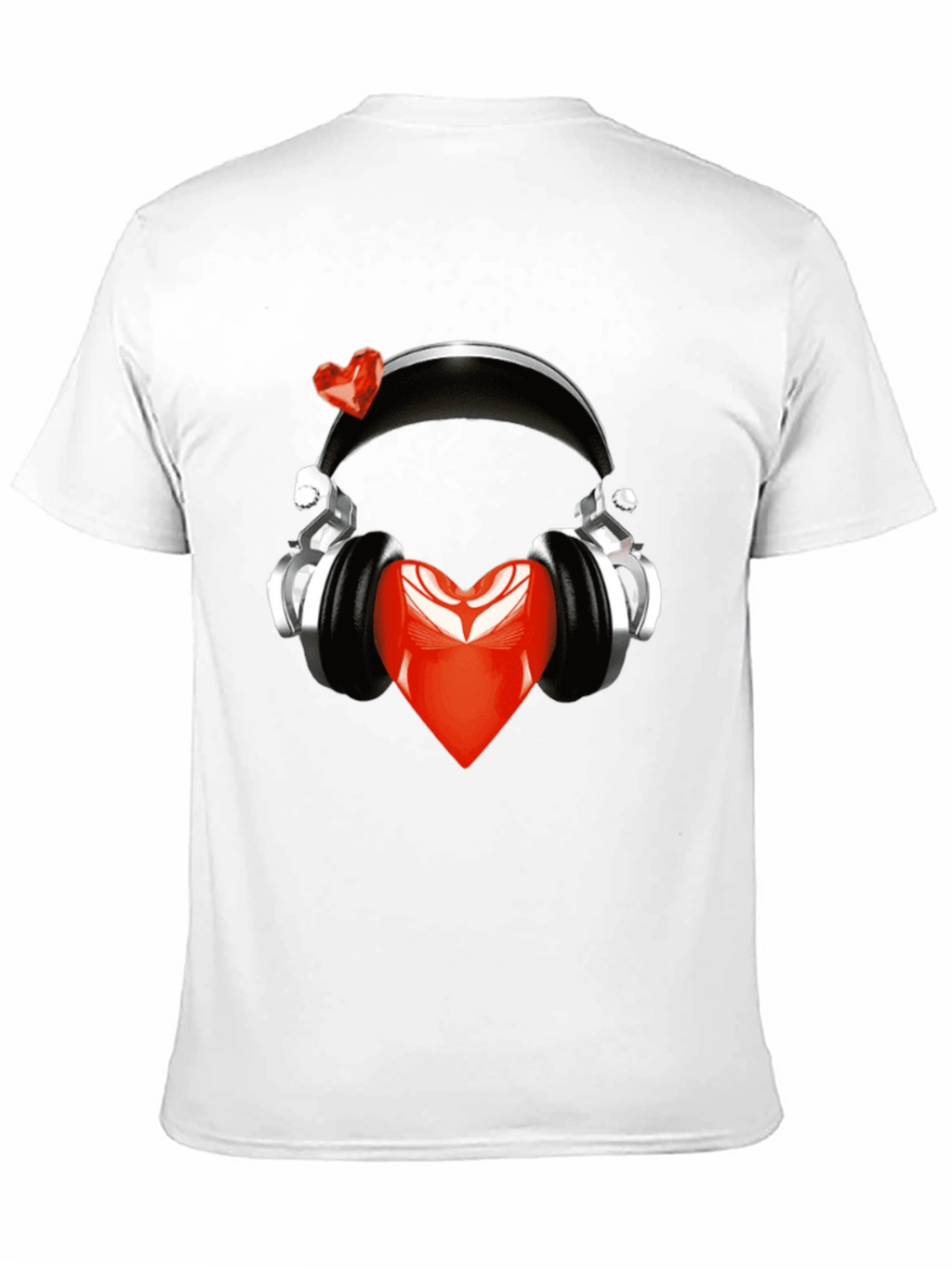 Heart Headphones Black T-Shirt - Music Lover Fashion