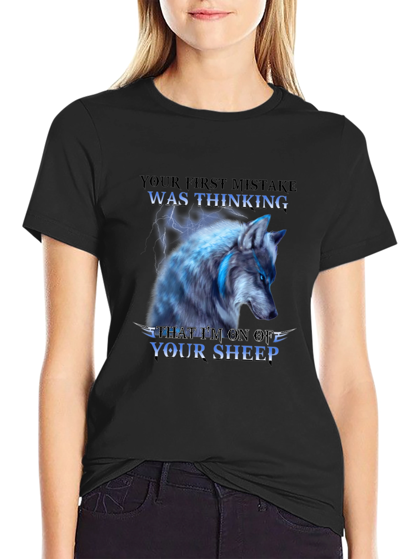 Wolf T-Shirt - Your First Mistake Sheep Graphic