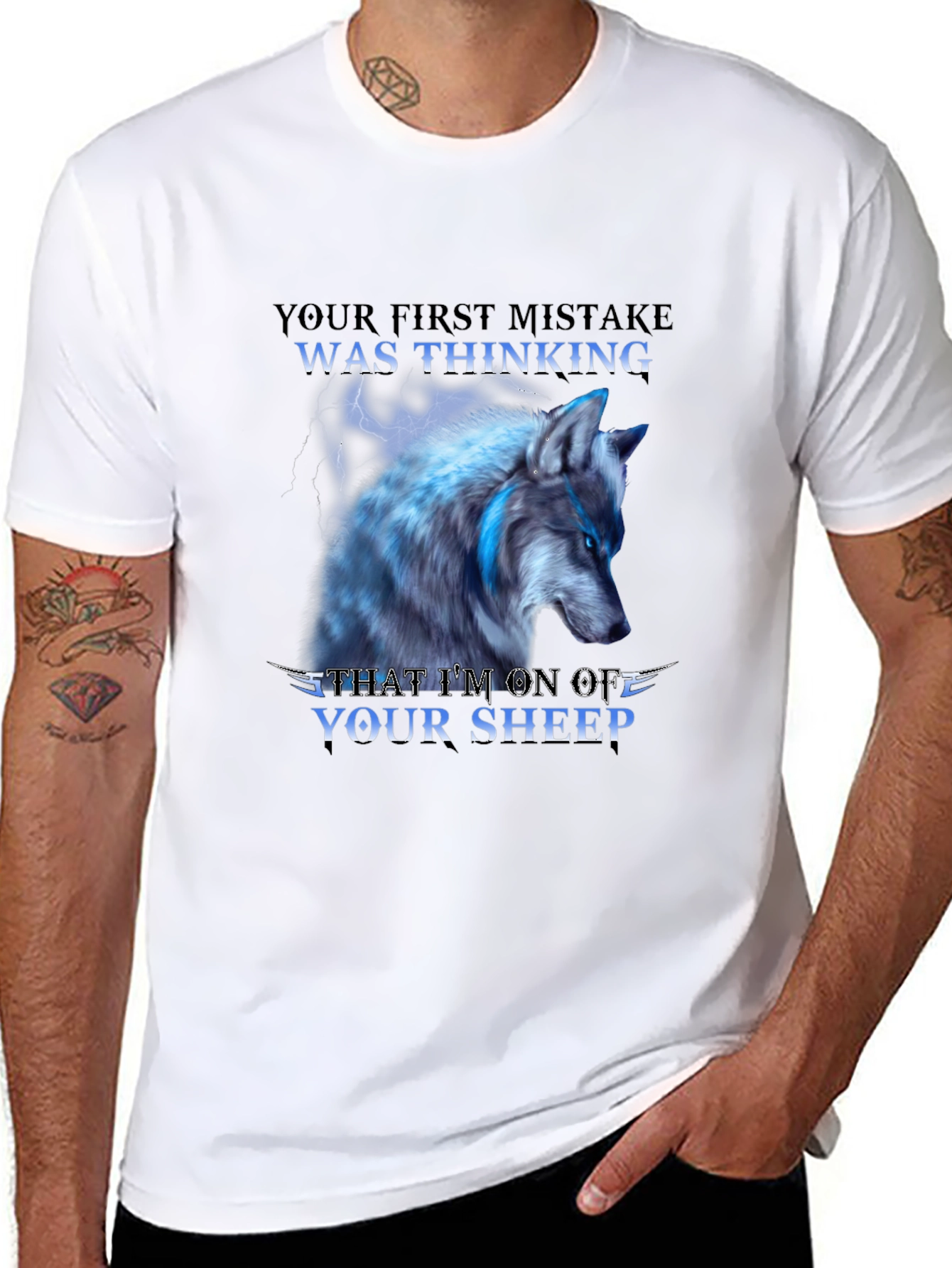 Wolf T-Shirt - Your First Mistake Sheep Graphic