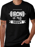 Iron is My Therapy Black Graphic T-Shirt