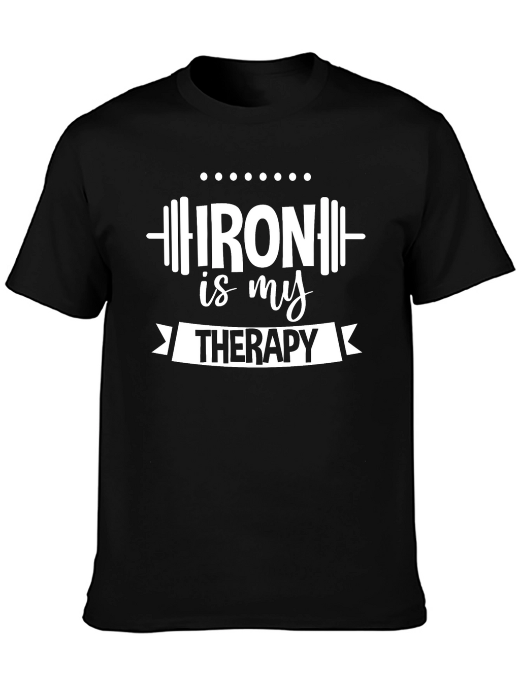 Iron is My Therapy Black Graphic T-Shirt