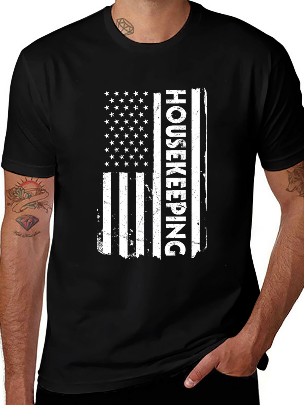 Housekeeping American Flag Graphic T-Shirt