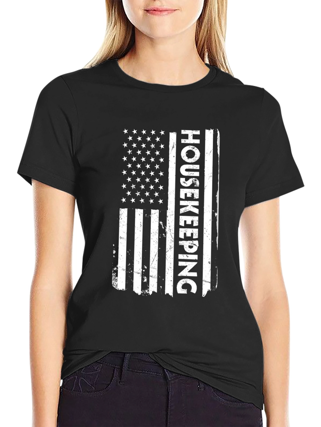 Housekeeping American Flag Graphic T-Shirt