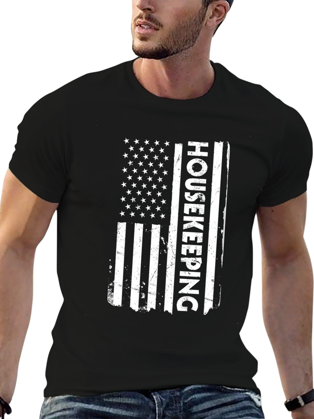 Housekeeping American Flag Graphic T-Shirt