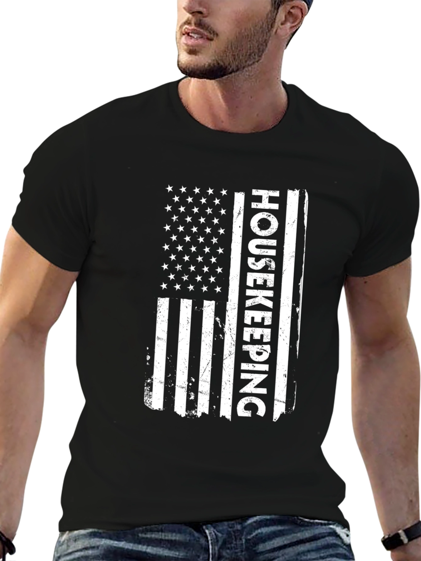 Housekeeping American Flag Graphic T-Shirt