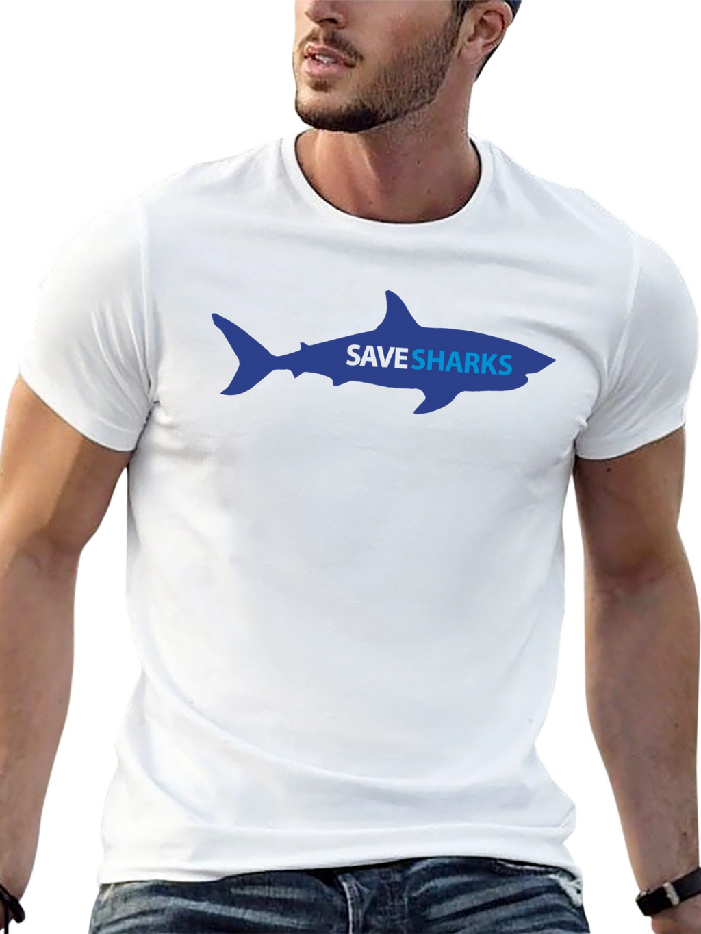 Save Sharks Graphic Tee - Eco-Friendly Awareness Shirt