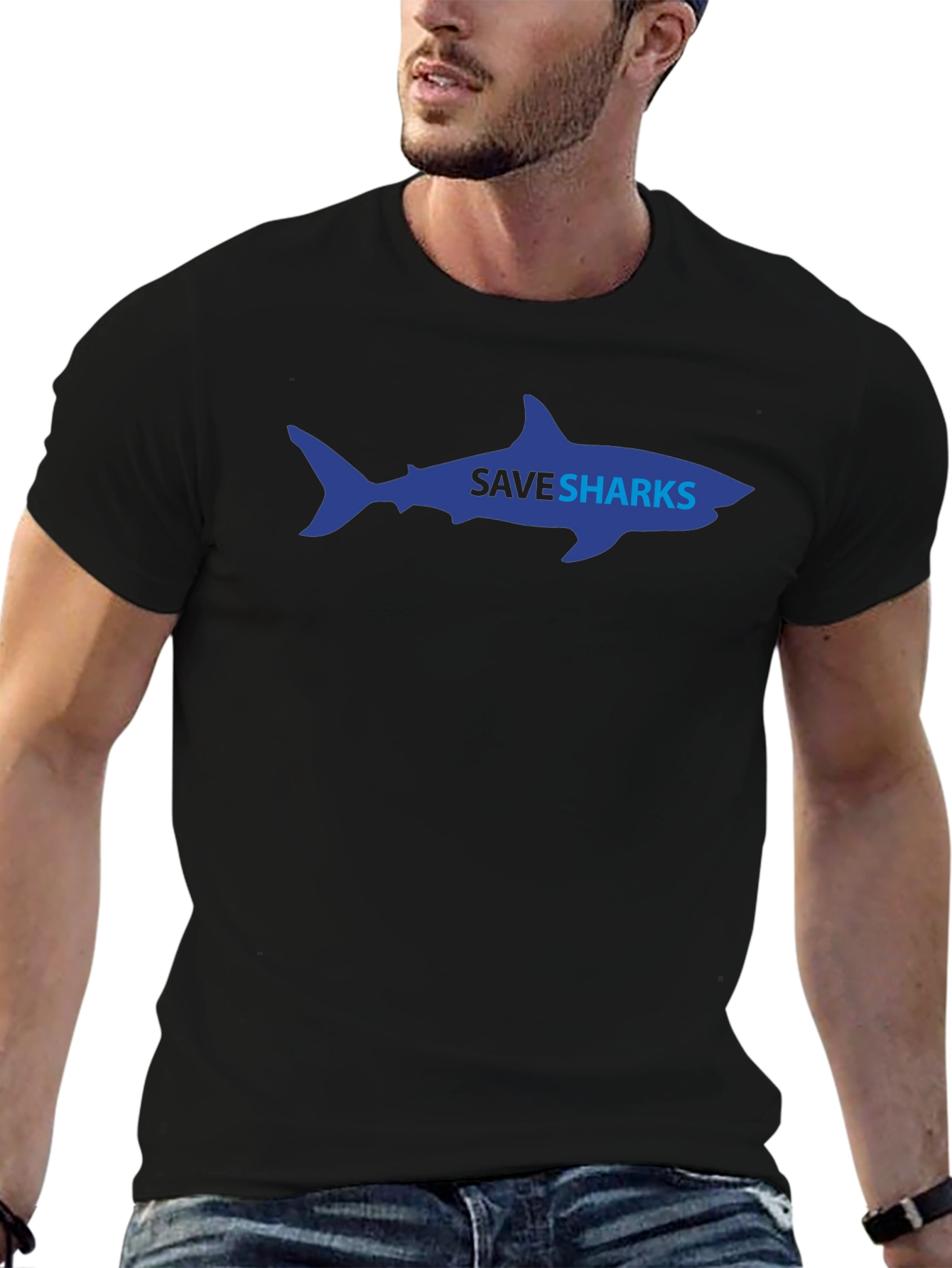 Save Sharks Graphic Tee - Eco-Friendly Awareness Shirt