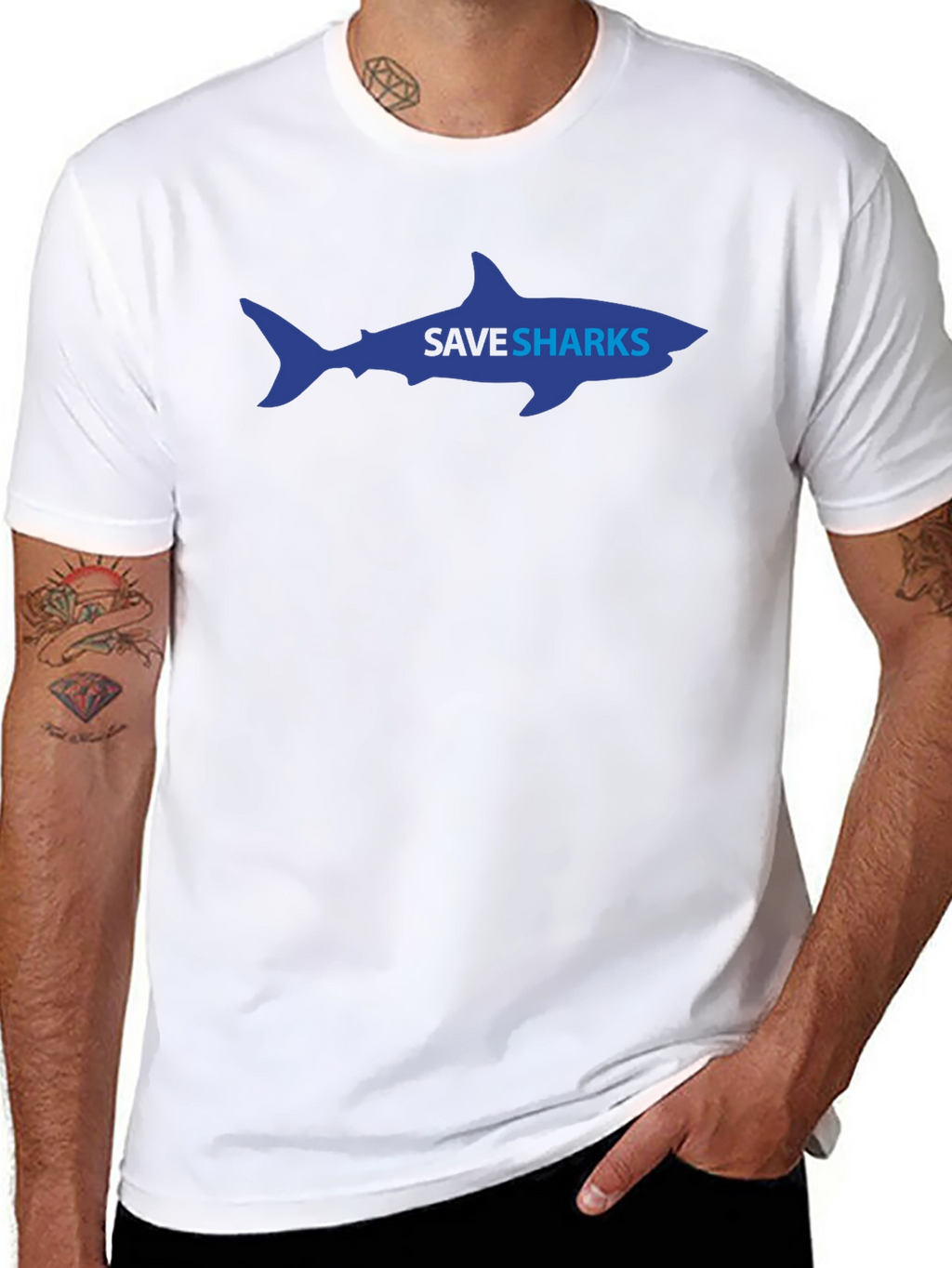 Save Sharks Graphic Tee - Eco-Friendly Awareness Shirt