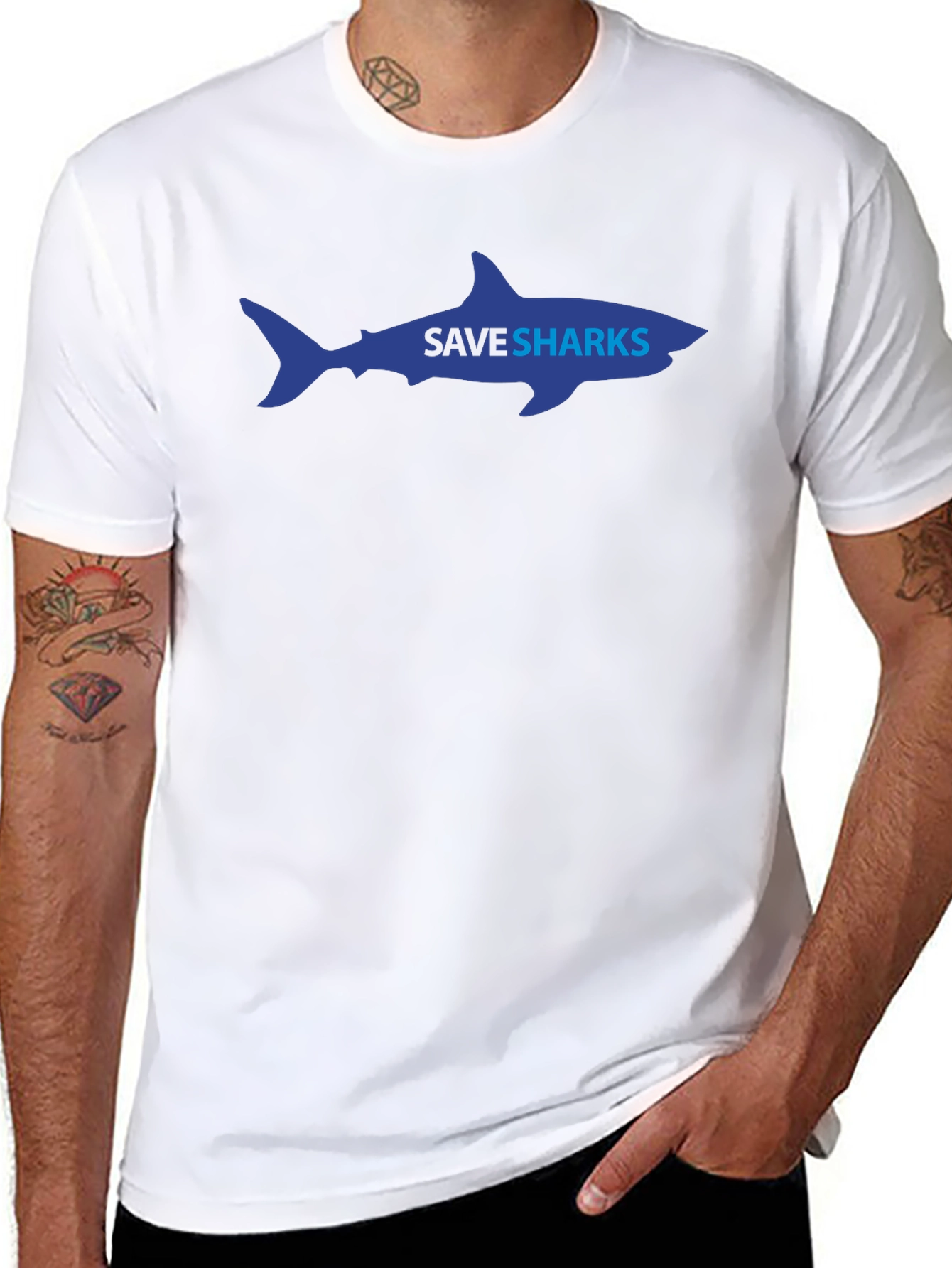 Save Sharks Graphic Tee - Eco-Friendly Awareness Shirt