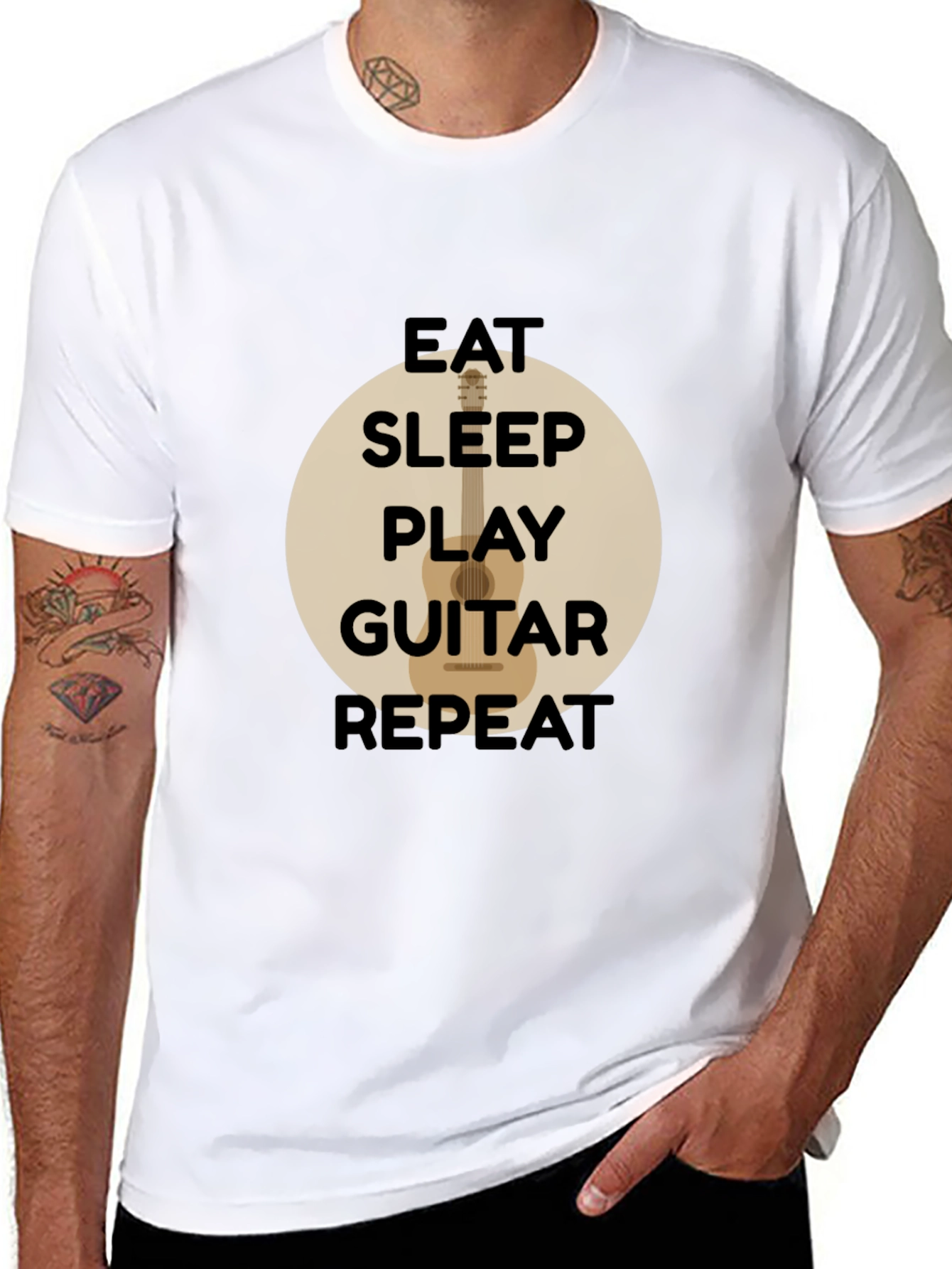Eat Sleep Play Guitar Repeat Black T-Shirt