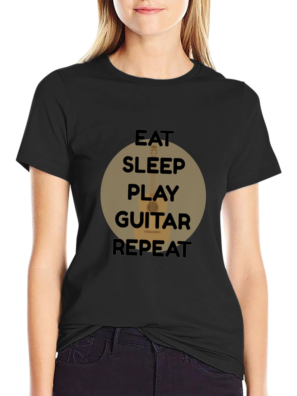 Eat Sleep Play Guitar Repeat Black T-Shirt