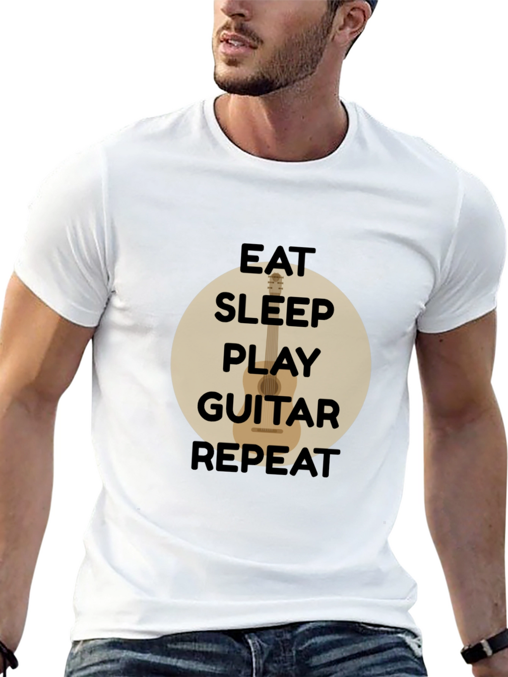 Eat Sleep Play Guitar Repeat Black T-Shirt