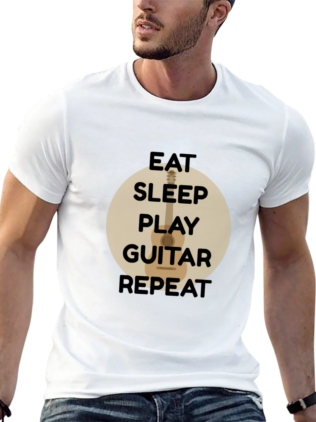 Eat Sleep Play Guitar Repeat Black T-Shirt